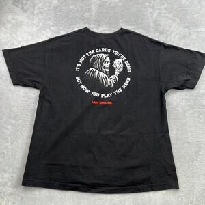 Last Call Co Grim Reaper Graphic T-Shirt 2XL Black Men Streetwear Poker Skate